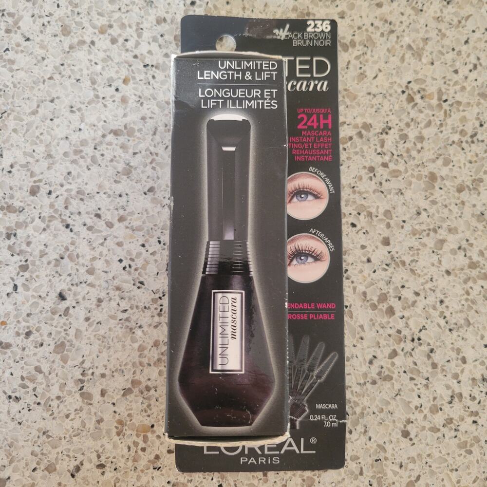 L'Oreal Paris Unlimited Mascara Length & Lift 236 Black Brown Bendable Wand✨️NEW